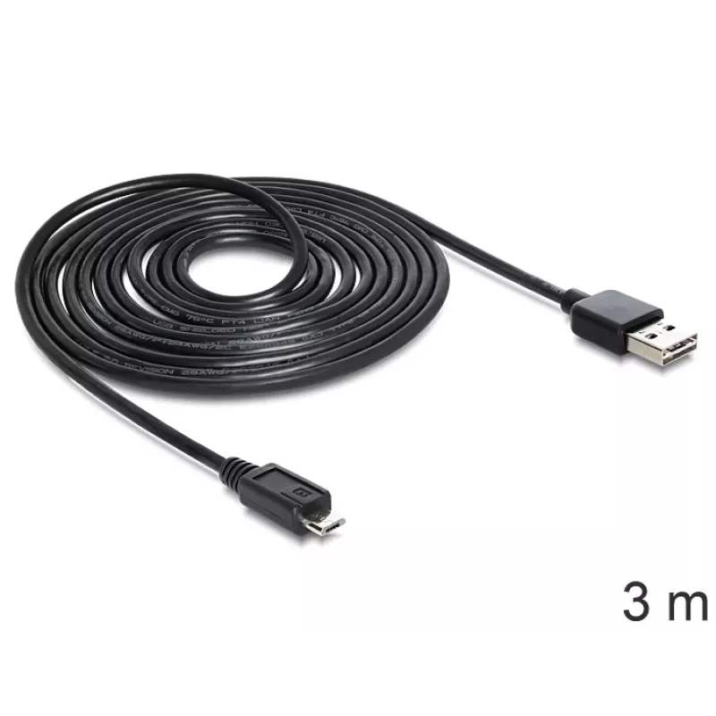 USB-kaapeli DeLOCK EASY-USB 2.0-A - USB 2.0 Micro-B 3 m