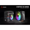 CPU-ilmajäähdytin SAVIO SAVGCOVORTEXX2ARGB 4 lämpöputkella, 120 mm ARGB-tuuletin, musta