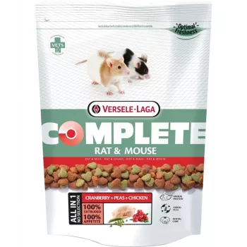 Kuiva rottaruoka VERSELE-LAGA Rat Complete 500 g — tasapainoinen ravinto aikuisille rotille, 15 % proteiini, 6 % rasva