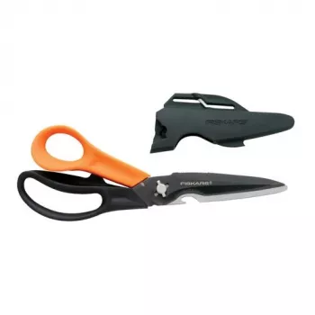 Keittiösakset Fiskars Multiscissor Cuts + More 1000809 — musta kahva, oranssit yksityiskohdat