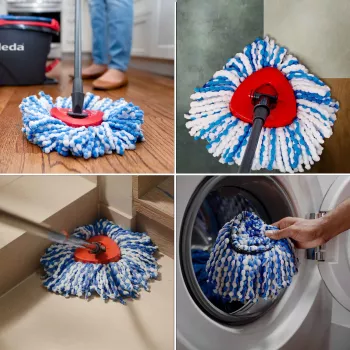 Vaihdettava mikrokuitumoppipäällinen VILEDA malli 178330, sininen/valkoinen, yhteensopiva Vileda-moppien kanssa