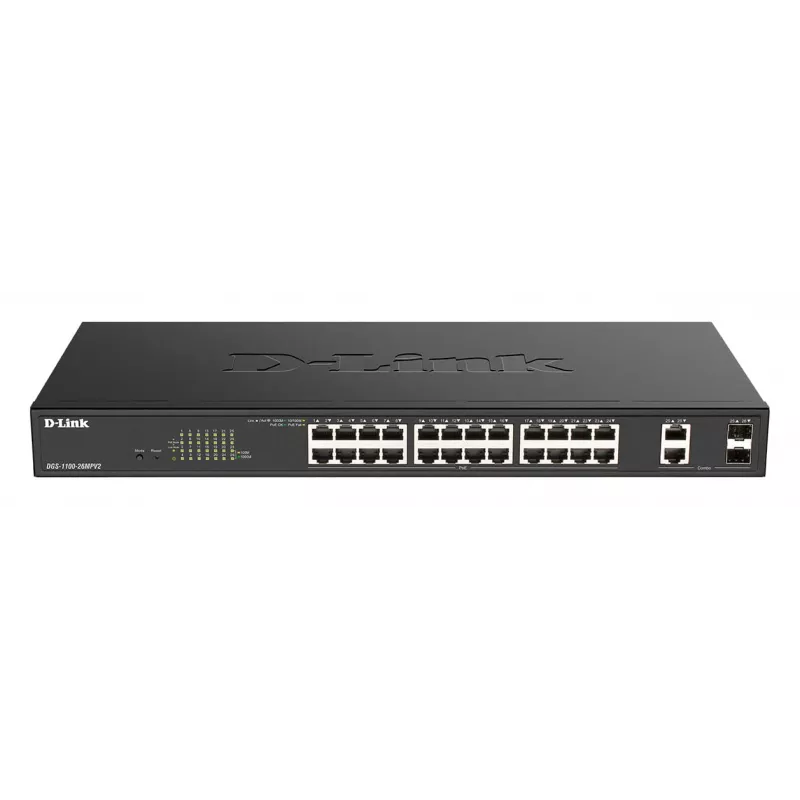 D-Link DGS-1100-26MPV2/E verkkokytkin Managed L2 Gigabit Ethernet (10/100/1000) Power over Ethernet (PoE) musta