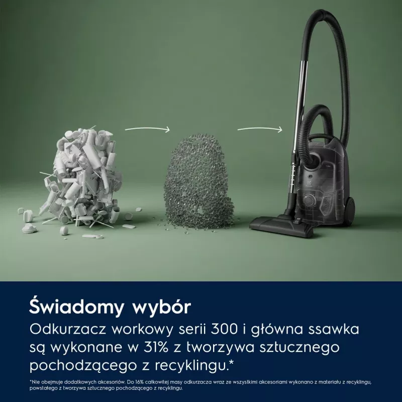 Rumpupölynimuri Electrolux EB31C1DB 750 W, 3 litran pölypussi, HEPA-suodatin, teleskooppiteräsputki