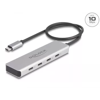 DeLOCK USB Type-C -keskitin 10 Gbps 4 porttia alumiini harmaa