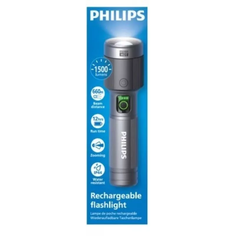 Taskulamppu Philips uudelleenladattava USB-C 1500 lm 2000 mAh