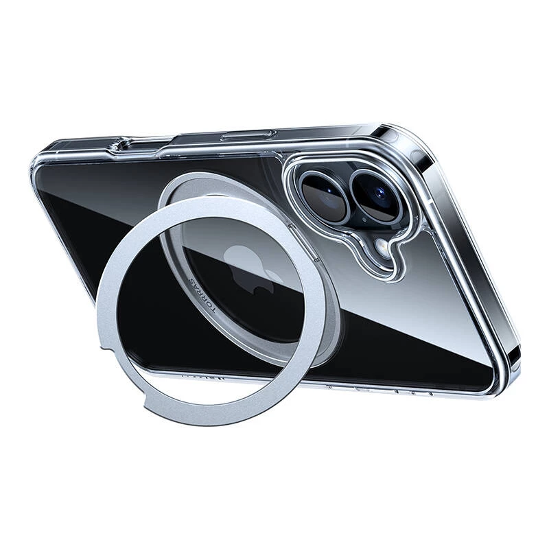 Suojakotelo Torras Ostand Pro iPhone 16 Plusille, läpinäkyvä ohut istuvuus, TPU/PC