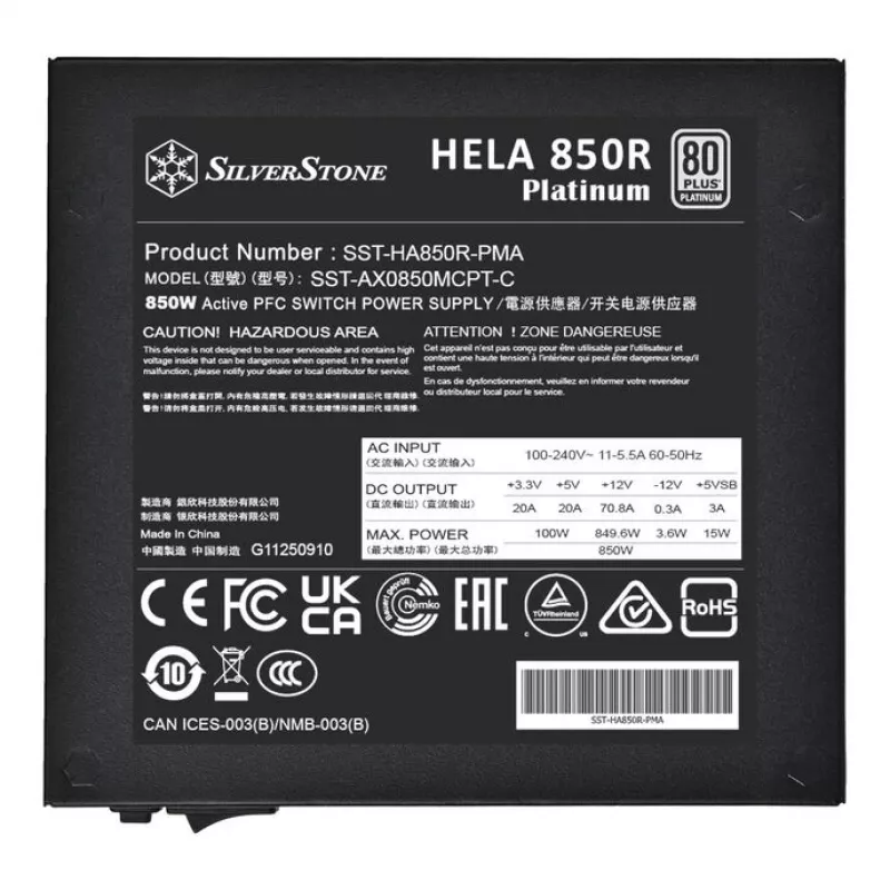 Virtalähde SilverStone HELA 850R 850 wattia