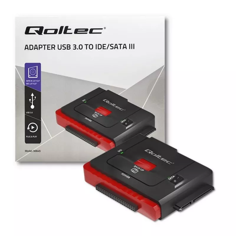 USB 3.0 - IDE SATA III -sovitin QOLTEC 50645