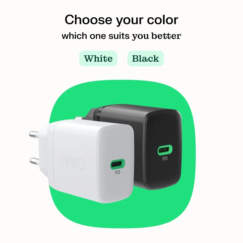 Virtalähde Green Cell PowerSource Solo30 30W musta — USB-C yksiporttinen laturi