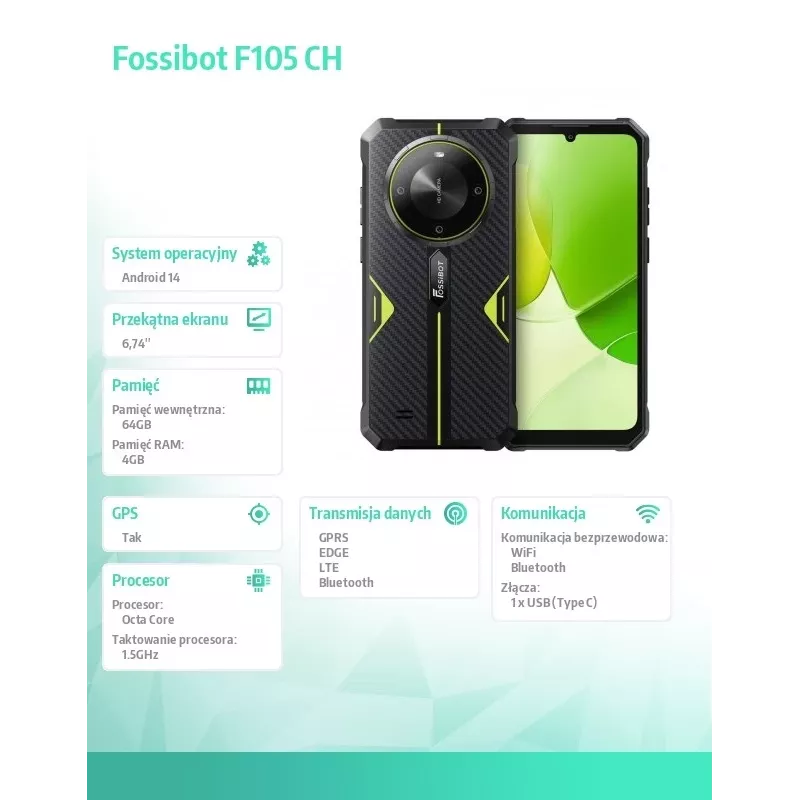Älypuhelin FOSSiBOT F105 – malli F105 vihreä CH