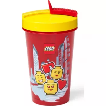 Muki pillillä Room Copenhagen LEGO Iconic Girl Bright Red 500 ml (punainen/keltainen)