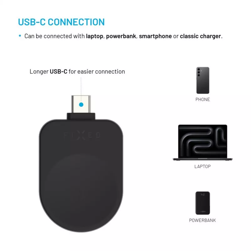 Kiinteä USB-C-latausadapteri Samsung Galaxy Watch FIXDW-SAP-BK musta