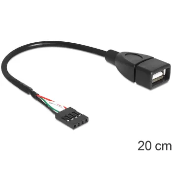 Delock kaapeli USB-pistokeholkki > USB 2.0 Type-A holkki 20 cm (83291)