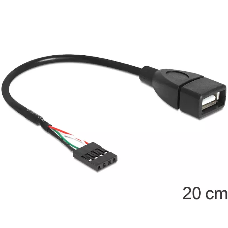Delock kaapeli USB-pistokeholkki > USB 2.0 Type-A holkki 20 cm (83291)