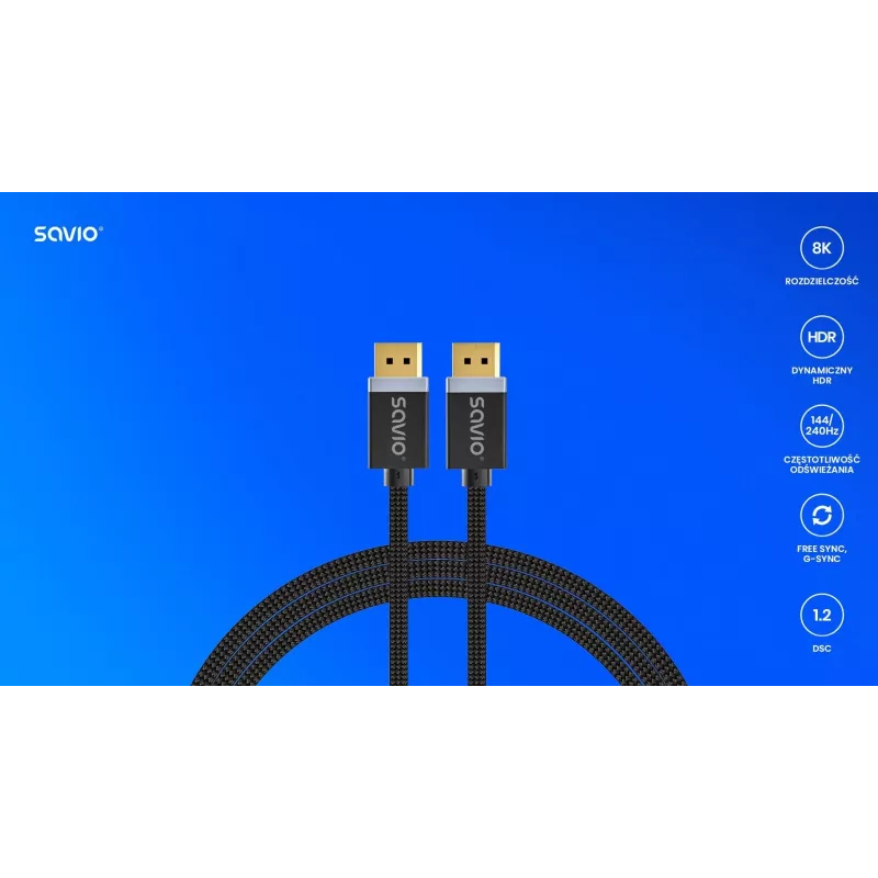 DisplayPort-kaapeli Savio CL-165 1 m musta