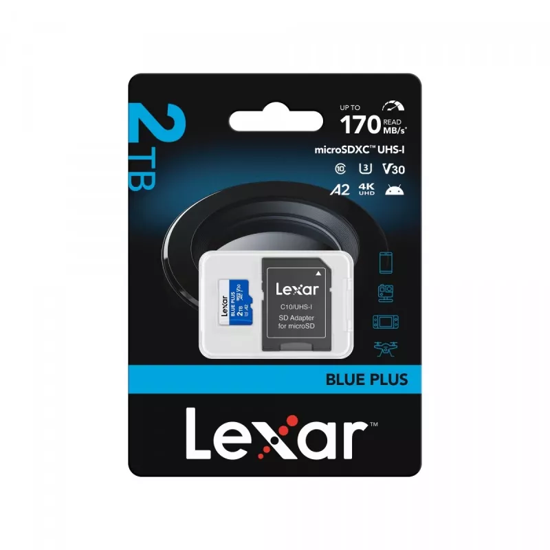 MicroSDXC-muistikortti Lexar BLUE PLUS 2 TB UHS-I, 170 MB/s, U3 V30, vedenpitävä