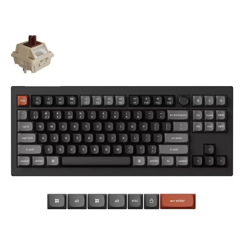 Mekaaninen näppäimistö Keychron V3 Ultra 8K – kaapeli & Bluetooth, QWERTY, RGB, musta
