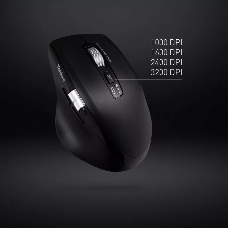 Langaton hiiri YENKEE SPIN DUAL 2095BK — kompakti optinen kaksitilahiiri, malli YMS 2095B SPIN