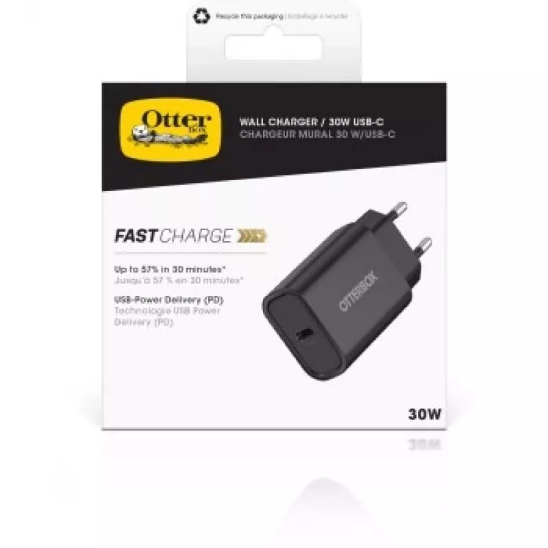 EU-seinäpikalaturi Wall Charger 30W musta USB Power Delivery 3.0 USB-C