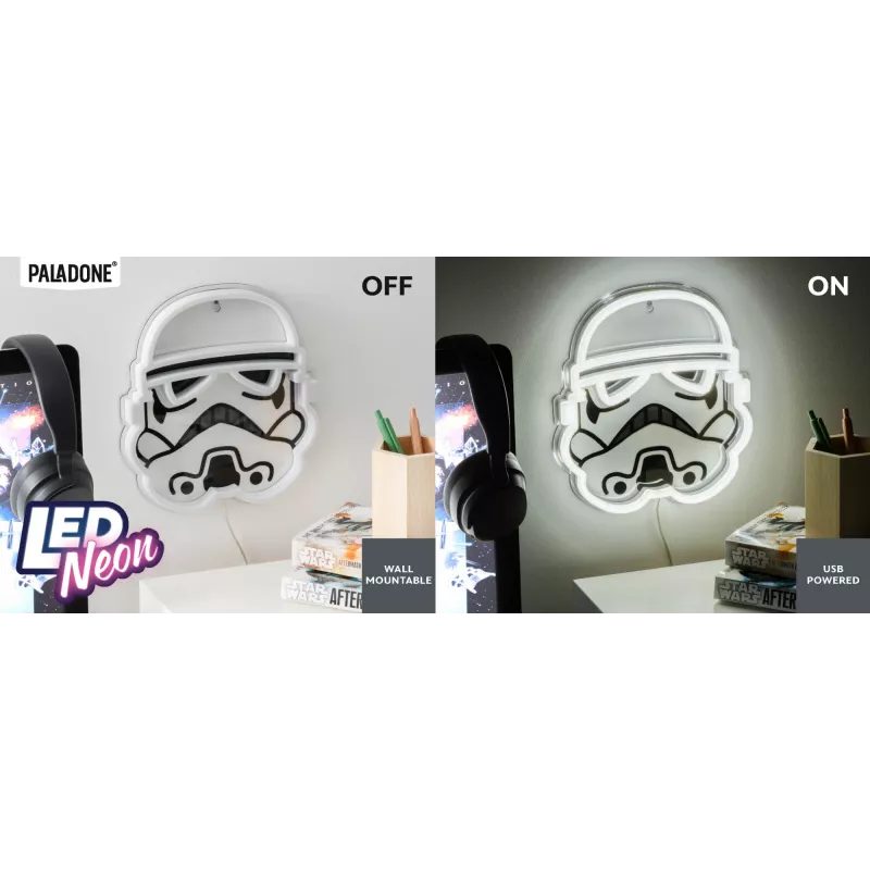 Seinälle asennettava LED-neonvalo Paladone Stormtrooper malli PP14595SWVN, koristeellinen Star Wars-valaistus