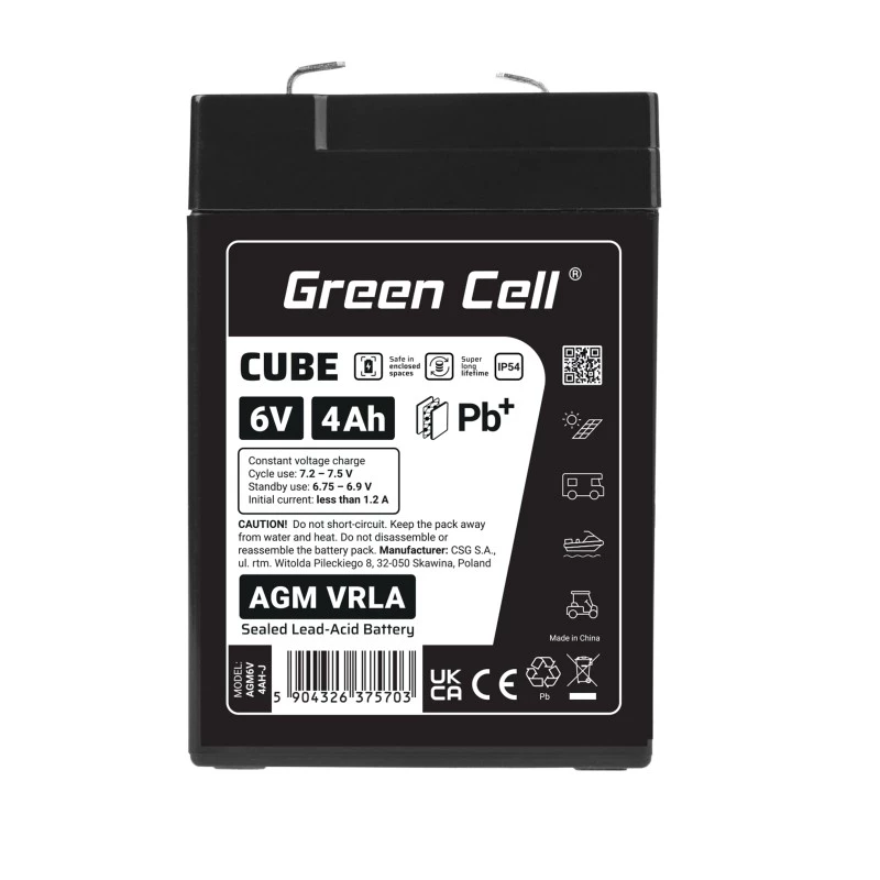 AGM VRLA -akku 6V 4Ah IP54