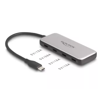 DeLOCK 64261 USB 3.2 Gen 1 Type-C -keskitin 10000 Mbit/s musta harmaa