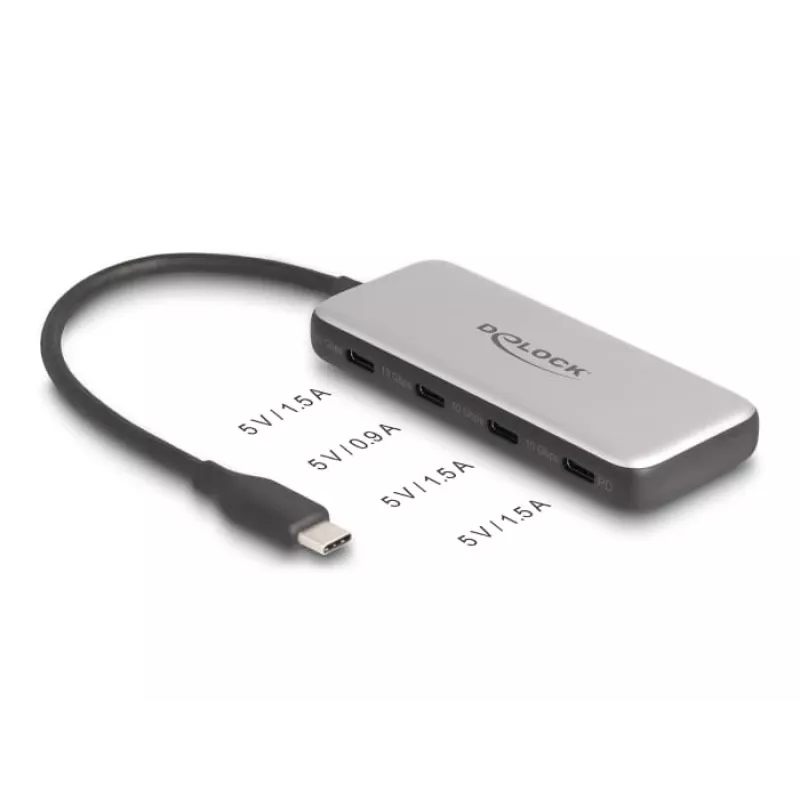 DeLOCK 64261 USB 3.2 Gen 1 Type-C -keskitin 10000 Mbit/s musta harmaa