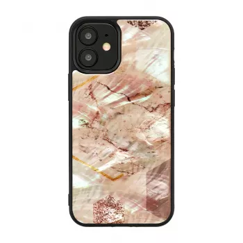 iKins suojakotelo Apple iPhone 12 mini — vaaleanpunainen marmorikuvio, ohut istuvuus