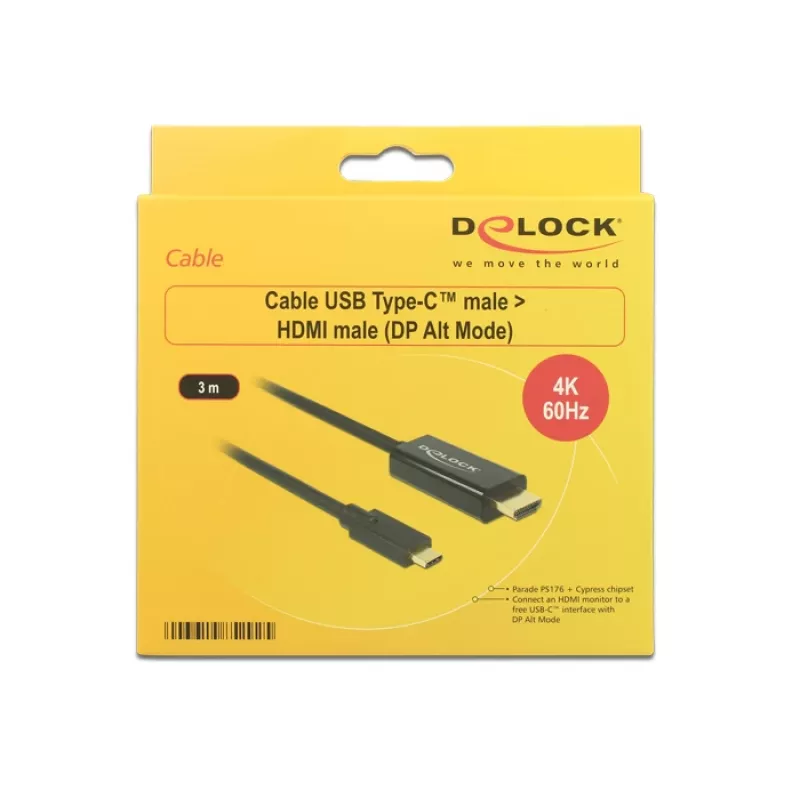 Videokaapeliadapteri DeLOCK 85292 USB Type-C - HDMI 3 m musta