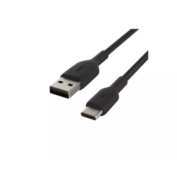 Kaapeli punottu USB-C USB-A 2 m musta