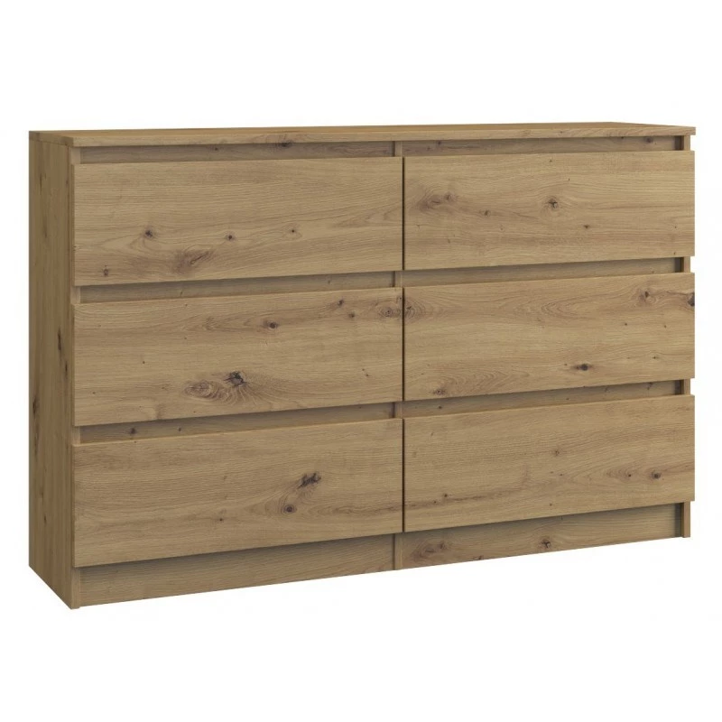 Top e shop M6 120 ARTISAN lipasto, tammen sävy, 6 laatikkoa, 1200×300×770 mm