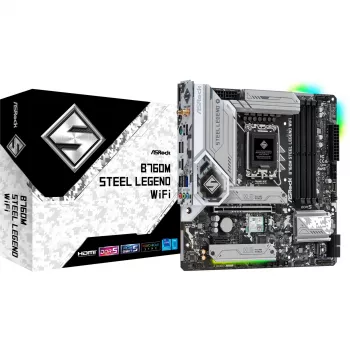 Emolevy ASRock B760M Steel Legend WiFi — Intel B760, LGA 1700, micro ATX, DDR5, 4 DIMM, 128GB, Wi‑Fi 6E, 2.5Gb LAN