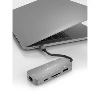 USB-keskitin Terratec Connect C8 USB 2.0 Type-C harmaa