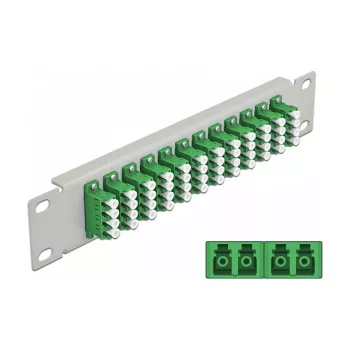 Kuitu-kytkentäpaneeli DeLOCK 10 inch 12 porttia LC Quad vihreä 1U harmaa