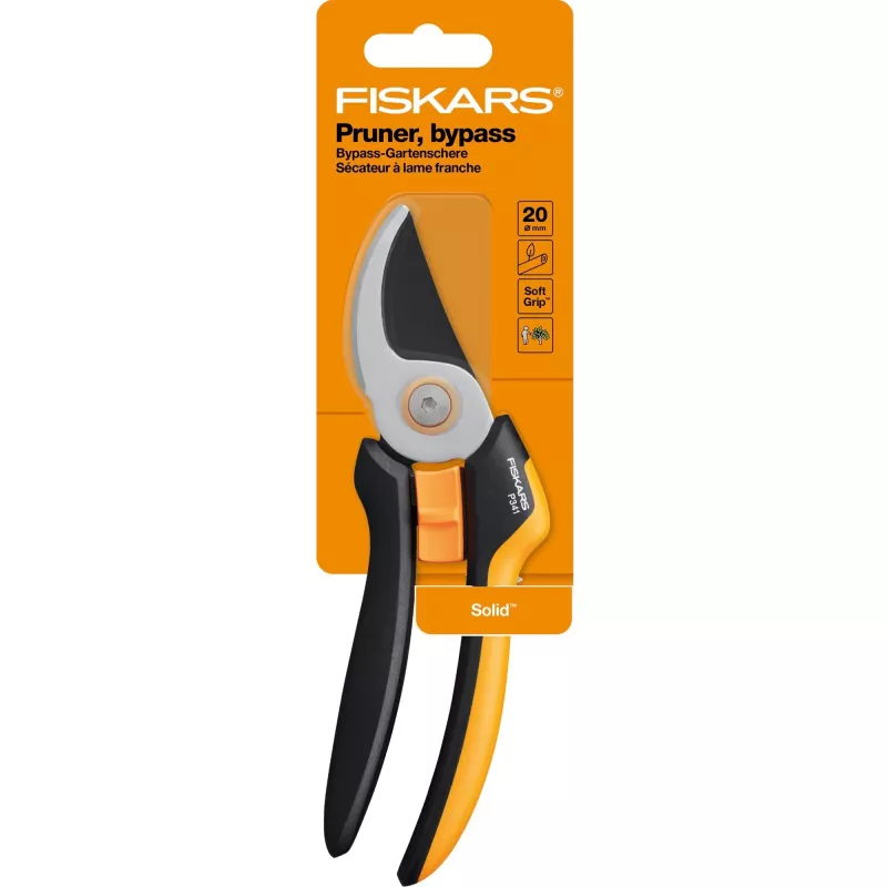 Fiskars Solid L P341 puutarhasakset ohitus musta, oranssi