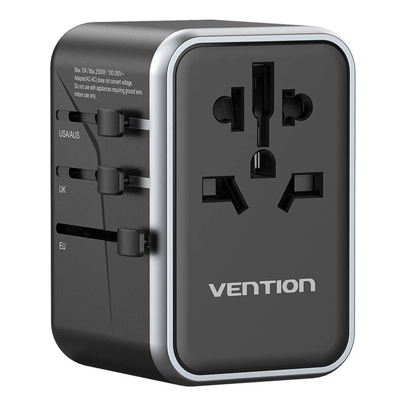 Vention 65 W GaN -matkasovitin ja laturi, 2x USB-A 2x USB-C, musta