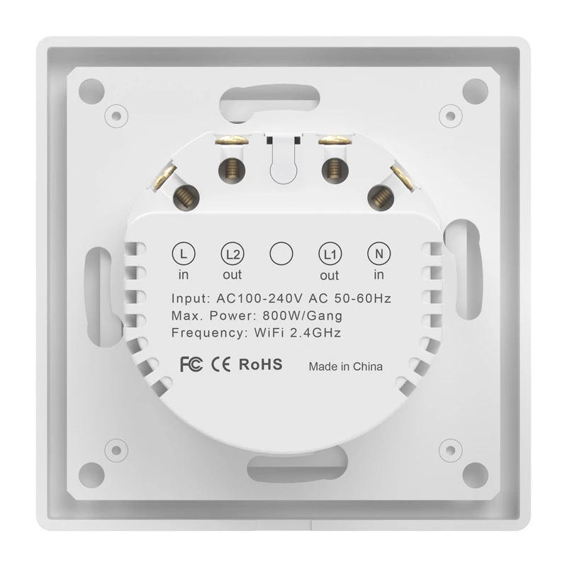Seinälle asennettava WiFi-kosketusvalokytkin Avatto TS20-EU-W2 — 2-osainen, valkoinen