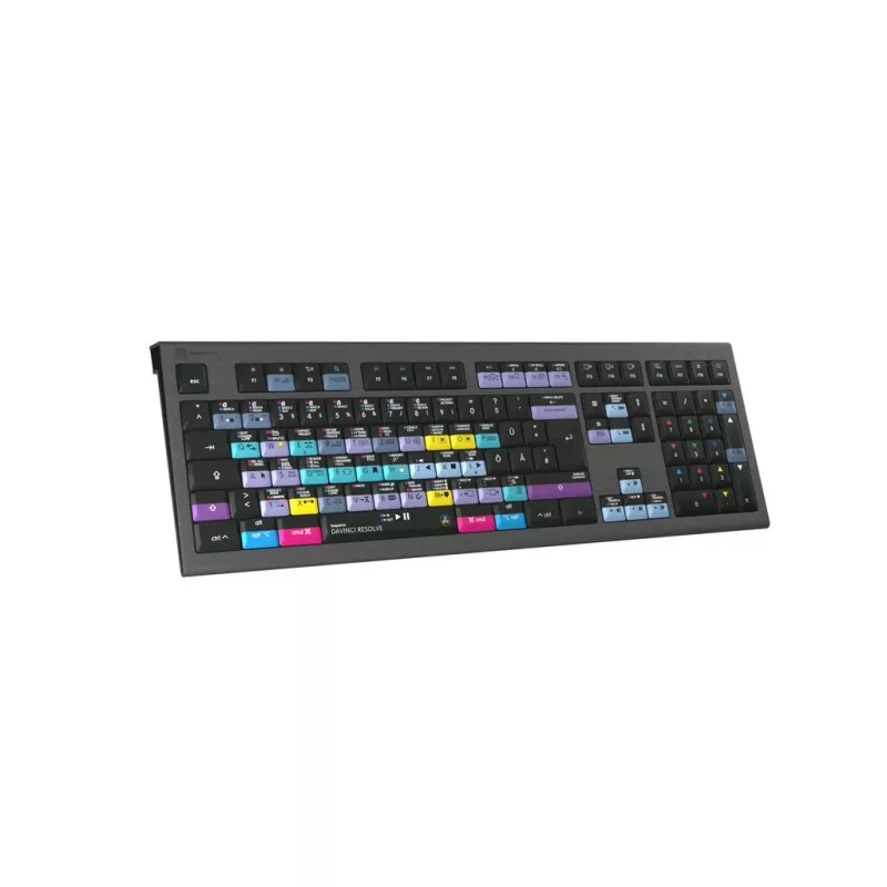 Logickeyboard ASTRA 2 DaVinci Resolve -näppäimistö Macille, täysikokoinen, langallinen USB, saksimekanismi, QWERTZ saksa, musta