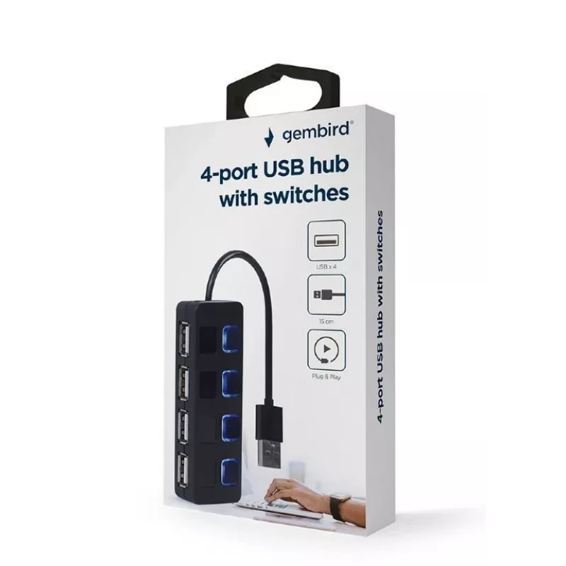 USB 2.0 -keskitin Gembird UHB-U2P4-05, 4 USB-liitäntää