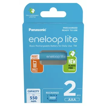 Uudelleenladattavat paristot PANASONIC ENELOOP LITE AAA 550 mAh 2 kpl (BK-4LCCE/2CP)