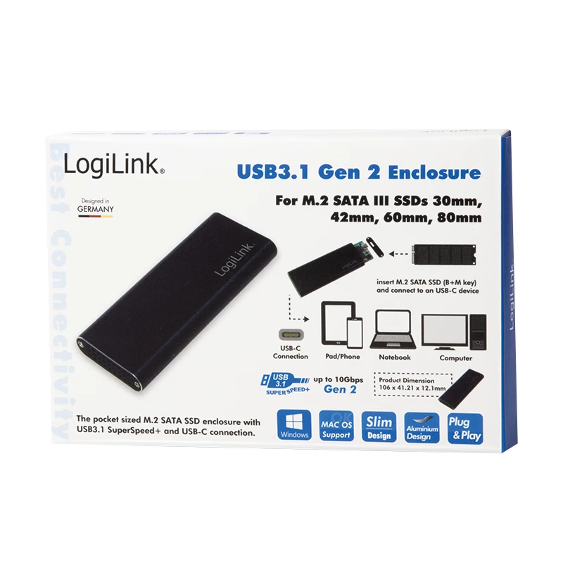SSD-kotelo LogiLink UA0314 musta M.2