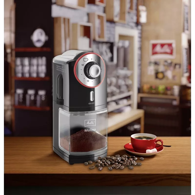 Melitta Molino 100 W musta, punainen, ruostumaton teräs