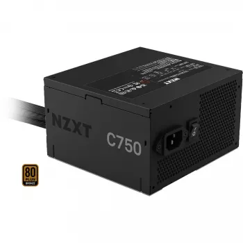 Virtalähde NZXT C750 Bronze 750 W, 24-pin ATX, 80 PLUS Bronze, 120 mm tuuletin, musta