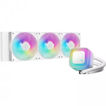 Yhdistelmänestekäähdytin DeepCool LE360 WH V2 12 cm valkoinen — 360 mm jäähdytin, 3x120 mm tuuletin, LGA 1851 tuki