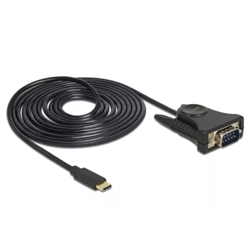 Delock 62964 USB-C - sarja DB9 RS-232 -sovitin, 1,8 m, musta