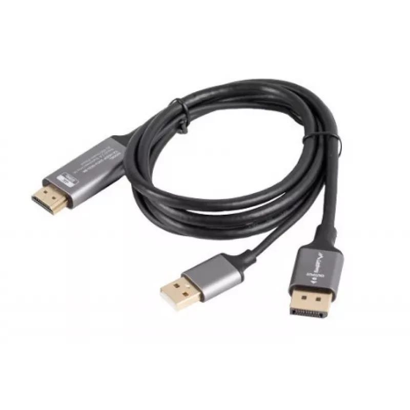 HDMI(M)->DISPLAYPORT(M)-KAAPELI 1M 4K MUSTA LANBERG