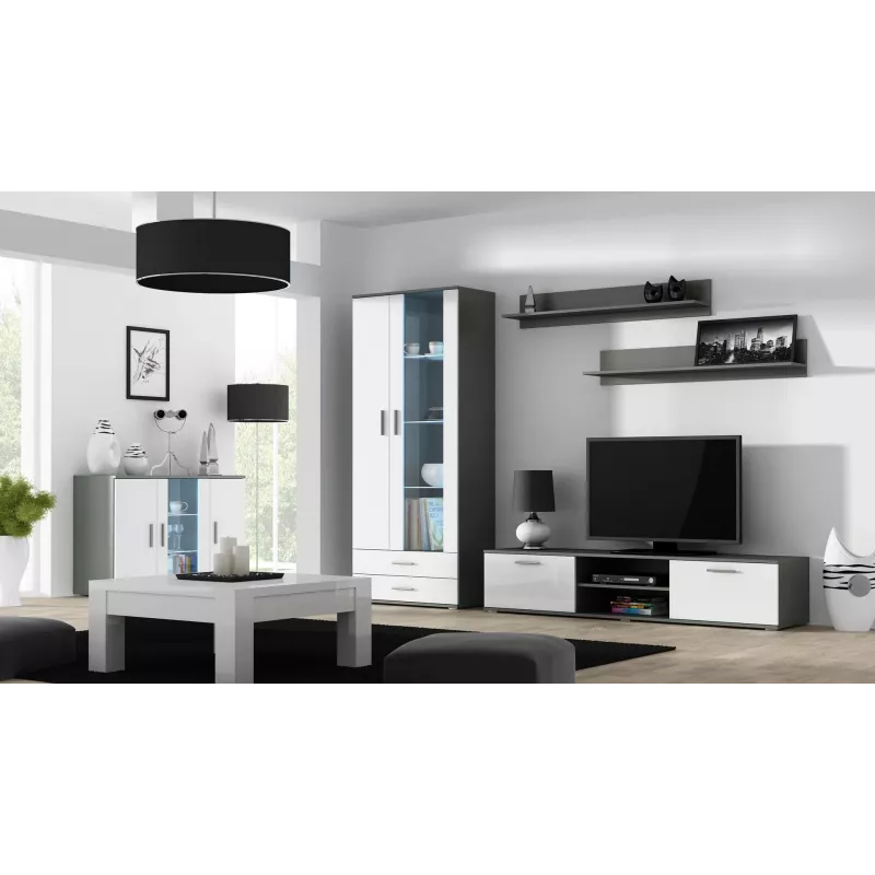 Cama Sideboard 120 cm SOHO S7 harmaa/valkoinen kiiltävä