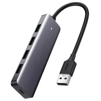 Ugreen keskitin 4-in-1 USB-C-adapteri 4× USB 3.0 + USB-C harmaa
