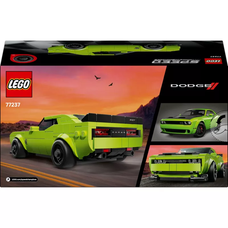 Rakennusleluauto LEGO Speed Champions Dodge Challenger SRT Hellcat 77237 — 390 osaa, 1 minifiguuri, ikäsuositus 9+