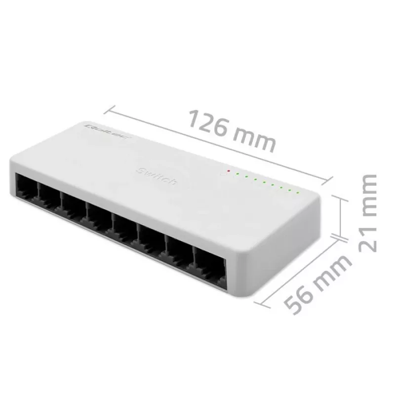 Verkkokytkin QOLTEC 52246 — 8 x RJ45-portti, 100 Mbps